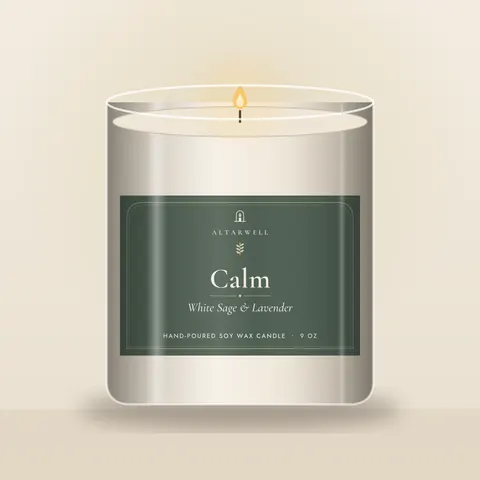 Calm candle, White Sage & Lavender, 9 oz jar